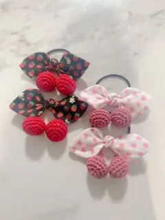 お得セット　ハンドメイド リボンヘアゴム ヘアゴム キッズ　ベビー　ハート柄