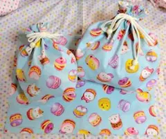ハンドメイド☆可愛いマカロン柄のランチ3点セット☆ライトブルー