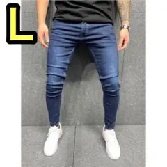 【 L 】スキニー デニム ブルー ストレッチ ジーンズ メンズ b