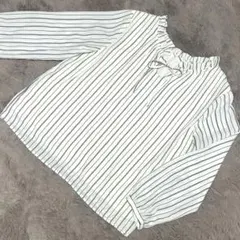 美品 Honeys グラシア 長袖 ストライプトップス Lサイズ リボン フリル