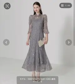 LEJA/スパンコール花柄パフスリーブマーメイドワンピースドレス結婚式レディース