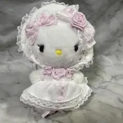 サンリオ ホワイトフリルデザイン キティ マスコットホルダー　ぬいぐるみ