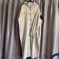 ZARA ベージュ・黒 長袖シャツワンピース