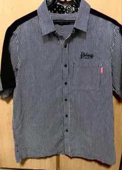 【良デザイン】Subciety サブサエティ 切り替え 半袖ストライプシャツのサムネイル