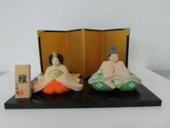 京都老舗】 田中彌 京人形 雛人形 コンパクト 陶器 親王飾り 敷板 金