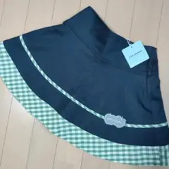 新品 110 ポンポネット☆スカート　りんご　チェック　pom ponette