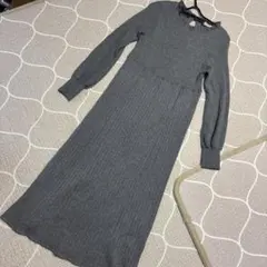 グレー リブニットワンピース