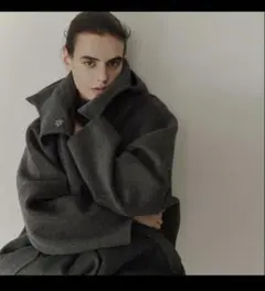 High-neck cocoon blouson / black 252ZOE - メルカリ