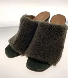 miu miu サボ クロッグサンダル ボア ブラウン 34 1/2サイズ - メルカリ