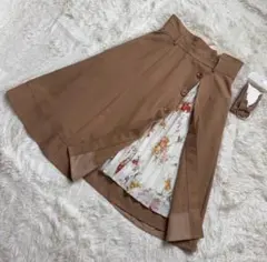 超美品！アプワイザーリッシェ 花柄プリーツ3wayスカート 茶色 M 2のサムネイル