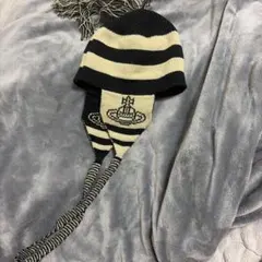 耳当て付き ニット帽 ボーダー