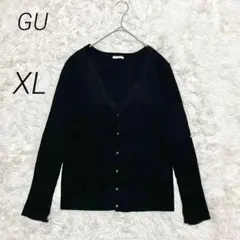 ジーユー GU リブニットカーディガン リブ編み 長袖 金ボタン XL