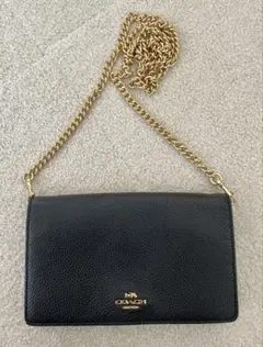 COACH ブラックレザー クラッチバッグ ショルダーバッグ