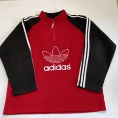 アディダス ハーフジップ 90s 起毛 スエット トレーナー 刺繍