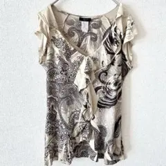 Agenda ペイズリー柄 フリル 半袖トップス レディース 夏