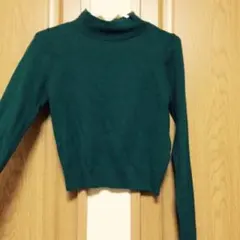モスグリーン カーキ ハイネック ニット　タートルネック