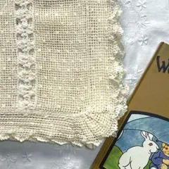 RT46 フランスヴィンテージ 生成り☆ スクエアクロス 125×115