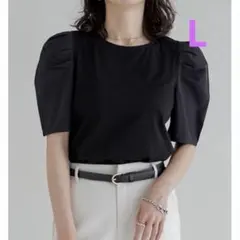 [接触冷感]異素材切り替えタックパフスリーブTシャツ　Lのサムネイル