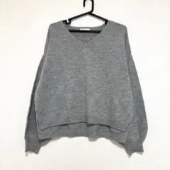 earth music&ecology Vネック ニット Fサイズ グレー
