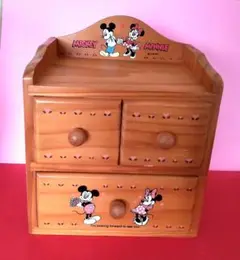 木製　ミッキーマウス　ミニーマウス　小物入れ　2段　ディズニー　収納ケース