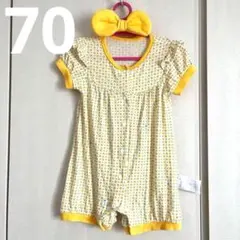 モイモルン 70 ロンパース 花柄 フリル ロンパース ヘアバンド