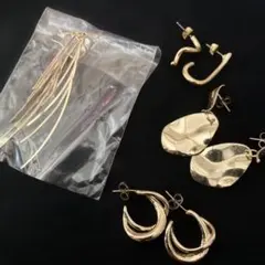 ゴールド系ピアス4点セット