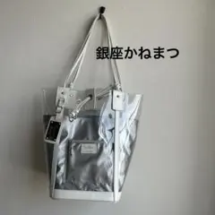 クリアトートバッグ ホワイト×ライトブルーのサムネイル