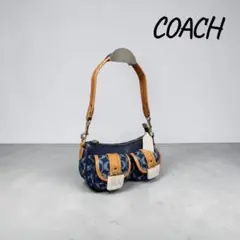 COACH コーチシグネチャーデニム ワンショルダーバッグ ハンドバッグ ブルーのサムネイル