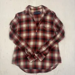 Ralph Lauren オンブレチェックシャツ　赤　黒　　9号 ヴィンテージ