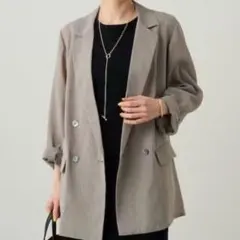 LOUNGEDRESS リネンライクシアージャケット　グレーのサムネイル