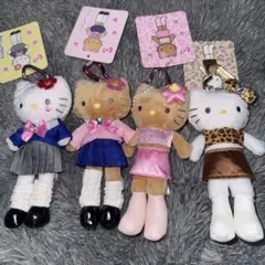 新品　ロングハローキティぬいぐるみマスコット 4個セット ギャルキティー JK
