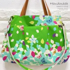 北欧 花 小鳥 A4 クリアファイル トートバッグ バルーン ショルダー 大きめ