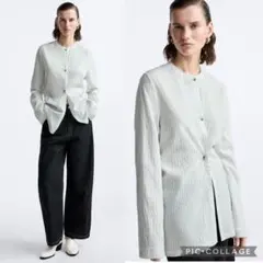 新品未使用 タグ付 ZARA スタジオニコルソン ストライプオーバーシャツ XS