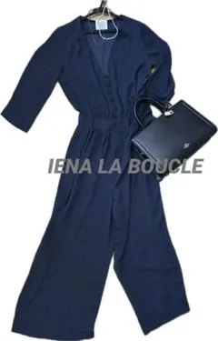 IENA LA BOUCLE ネイビー ドット柄 オールインワンのサムネイル