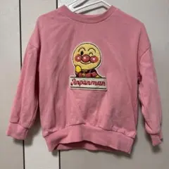 【M12】アンパンマン 刺繍 ピンク トレーナー