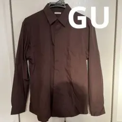 チョコレートブラウン 長袖シャツ 胸ポケット付き　メンズ　GU ジーユー