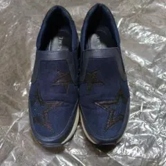 ネイビー 星形刺繍 スリッポンスニーカー