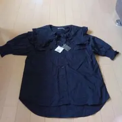 お値下げしました！新品未使用！ ナイスクラップ 襟フリルネイビーシャツ