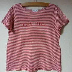 130cm ELLE PARIS ボーダー Tシャツ 赤白 マリン レトロのサムネイル