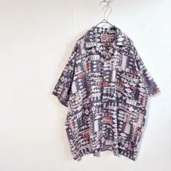 ヴィンテージ 幾何学模様 オープンカラー シャツ 2way アメカジ ストリート