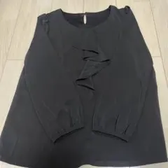 NATURAL BEAUTY BASIC 黒 フリルブラウス 長袖 きれいめ