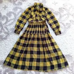 セール中‼️美品 ダイアグラム ロングワンピース イエロー ボウタイ サイズ36