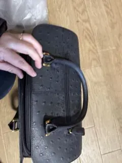 美品‼️オーストリッチ風合皮 ブラック ハンドバッグ