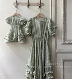 モンベベ monbebe チェック ワンピース 親子コーデ