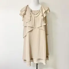 新品☆ パールネックレス付シフォンタックワンピース　パーティードレスのサムネイル