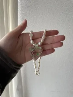 ハート型パールネックレス