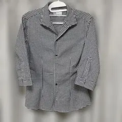 0 by TORNADO MART 七分袖 シャツ 千鳥格子 モノトーン メンズのサムネイル