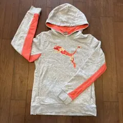 PUMA フード付きパーカー 160サイズ グレー/オレンジ