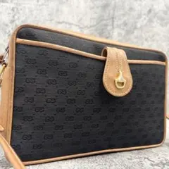 ✨極美品✨GUCCI GG ホースビット ショルダーバッグ レザー 黒 ゴールド