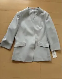 新品♦︎ORIHICA♦︎ノーカラージャケット　ライトグレー夏　ストレッチＭL 11
